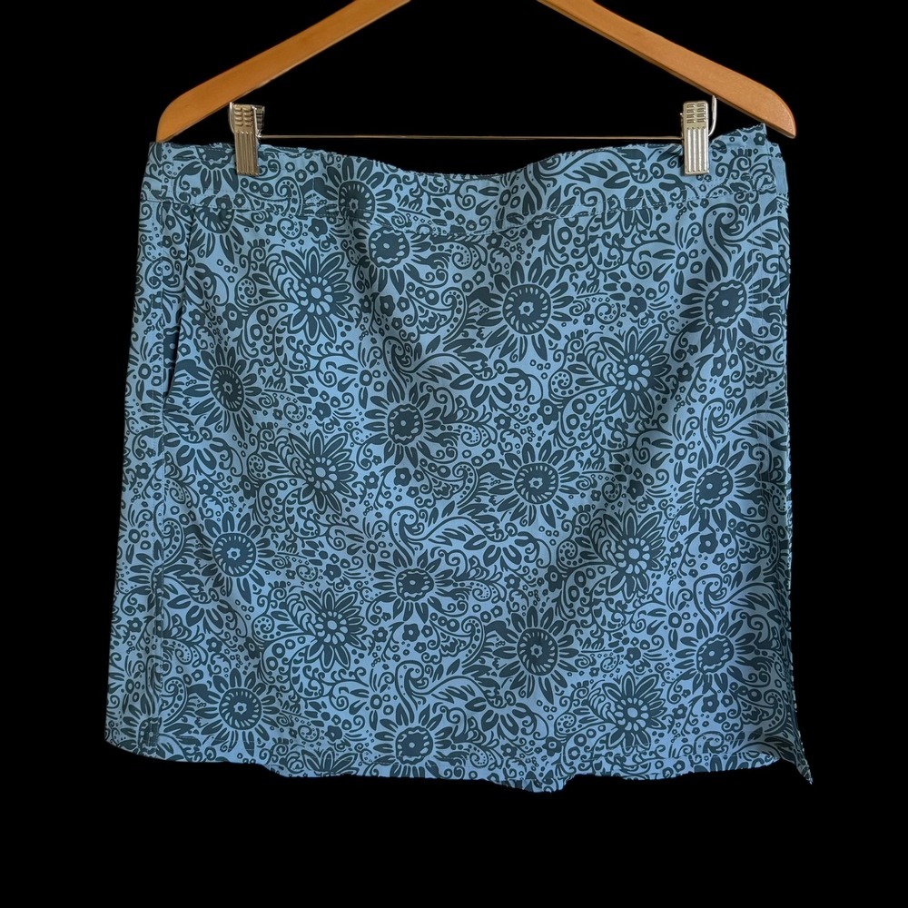 Rip Skirt Womens XL Blue Floral Print Mini Skirt swimwear athletic‎ adjustable